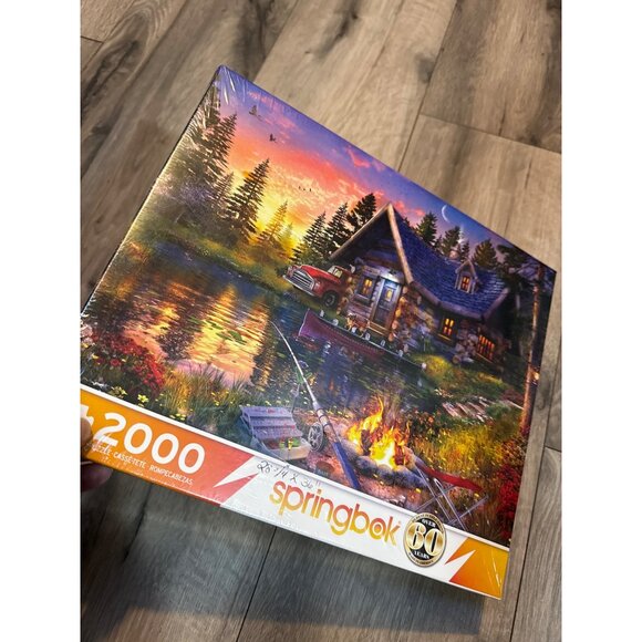 Springbok 2000 Piece Jigsaw Puzzle "Sun Kissed Cabin" 28 3/4"x36" Vibrant Artwor - Picture 4 of 10